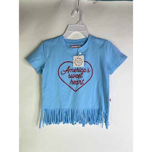 Cheeky Plum Other - Cheeky Plum Fringe Americas Sweetheart Top Tee Shirt Blue Size Girls 6